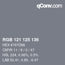 Color code: RGB 121 125 136 | qconv.com