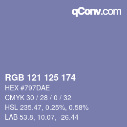 Color code: RGB 121 125 174 | qconv.com