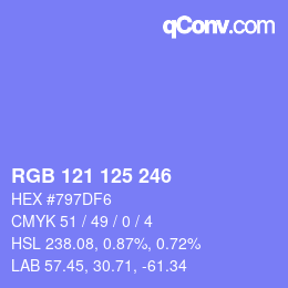 Color code: RGB 121 125 246 | qconv.com