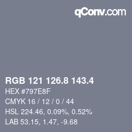 カラーコード: RGB 121 126.8 143.4 | qconv.com