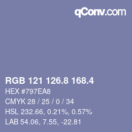 カラーコード: RGB 121 126.8 168.4 | qconv.com