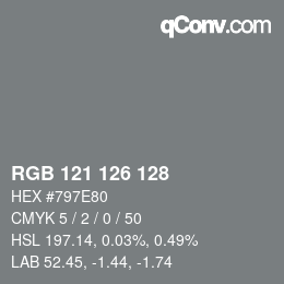 颜色代码: RGB 121 126 128 | qconv.com