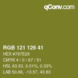 カラーコード: RGB 121 126 41 | qconv.com