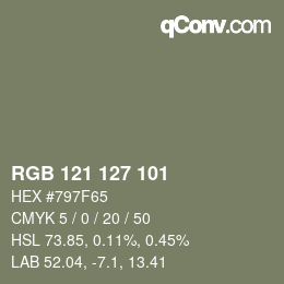Farbcode: RGB 121 127 101 | qconv.com