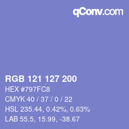 カラーコード: RGB 121 127 200 | qconv.com