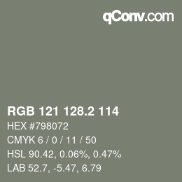Color code: RGB 121 128.2 114 | qconv.com