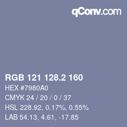 カラーコード: RGB 121 128.2 160 | qconv.com
