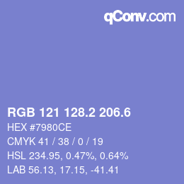 カラーコード: RGB 121 128.2 206.6 | qconv.com