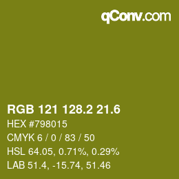 カラーコード: RGB 121 128.2 21.6 | qconv.com