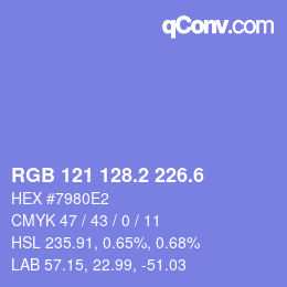 カラーコード: RGB 121 128.2 226.6 | qconv.com
