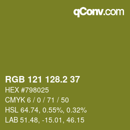 カラーコード: RGB 121 128.2 37 | qconv.com