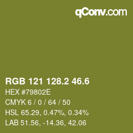 カラーコード: RGB 121 128.2 46.6 | qconv.com