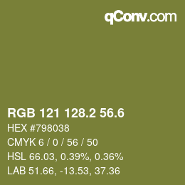 カラーコード: RGB 121 128.2 56.6 | qconv.com