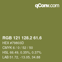 カラーコード: RGB 121 128.2 61.6 | qconv.com