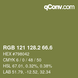 カラーコード: RGB 121 128.2 66.6 | qconv.com