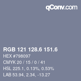 カラーコード: RGB 121 128.6 151.6 | qconv.com