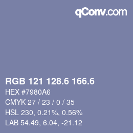 カラーコード: RGB 121 128.6 166.6 | qconv.com