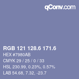 カラーコード: RGB 121 128.6 171.6 | qconv.com