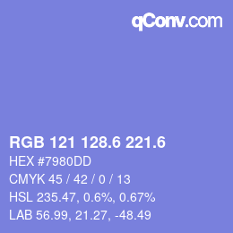 カラーコード: RGB 121 128.6 221.6 | qconv.com