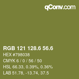 カラーコード: RGB 121 128.6 56.6 | qconv.com