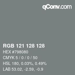 颜色代码: RGB 121 128 128 | qconv.com