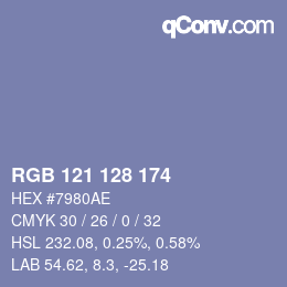 カラーコード: RGB 121 128 174 | qconv.com