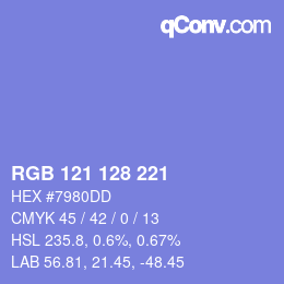 Color code: RGB 121 128 221 | qconv.com