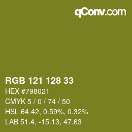 Color code: RGB 121 128 33 | qconv.com