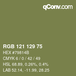 颜色代码: RGB 121 129 75 | qconv.com
