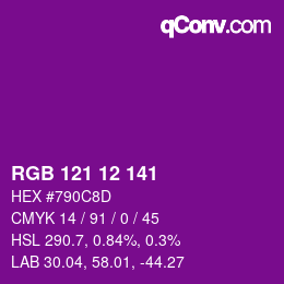 Color code: RGB 121 12 141 | qconv.com