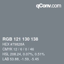 カラーコード: RGB 121 130 138 | qconv.com
