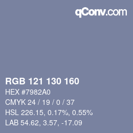 Color code: RGB 121 130 160 | qconv.com