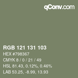 カラーコード: RGB 121 131 103 | qconv.com