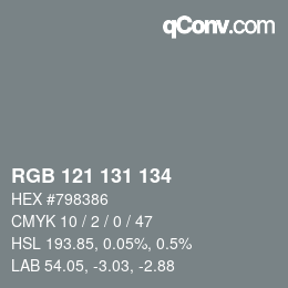 颜色代码: RGB 121 131 134 | qconv.com