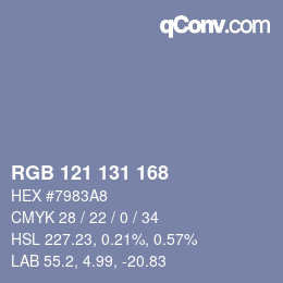 Color code: RGB 121 131 168 | qconv.com