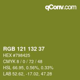 カラーコード: RGB 121 132 37 | qconv.com