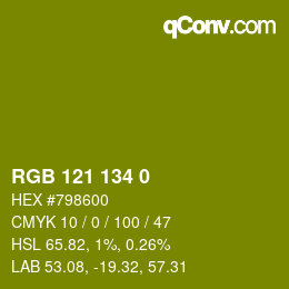 カラーコード: RGB 121 134 0 | qconv.com