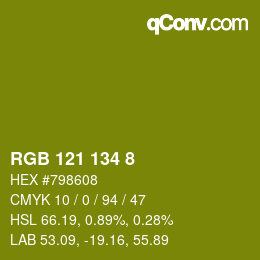 Farbcode: RGB 121 134 8 | qconv.com