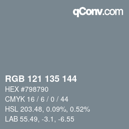 Farbcode: RGB 121 135 144 | qconv.com