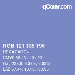 颜色代码: RGB 121 135 196 | qconv.com