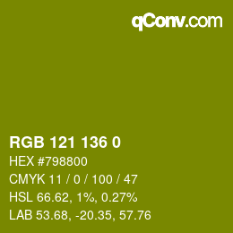 Color code: RGB 121 136 0 | qconv.com