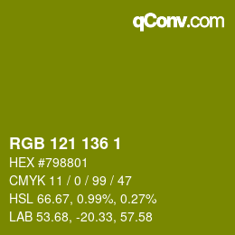 Color code: RGB 121 136 1 | qconv.com