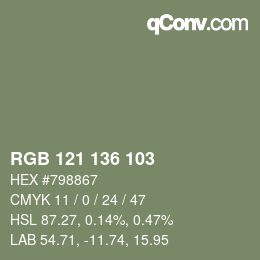 カラーコード: RGB 121 136 103 | qconv.com