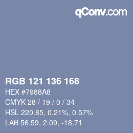 Color code: RGB 121 136 168 | qconv.com