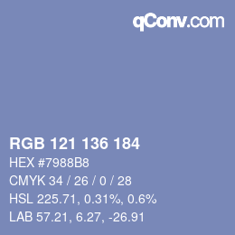 Color code: RGB 121 136 184 | qconv.com