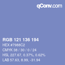 Color code: RGB 121 136 194 | qconv.com