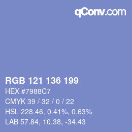 Color code: RGB 121 136 199 | qconv.com