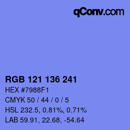 Color code: RGB 121 136 241 | qconv.com