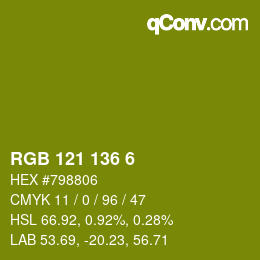 カラーコード: RGB 121 136 6 | qconv.com