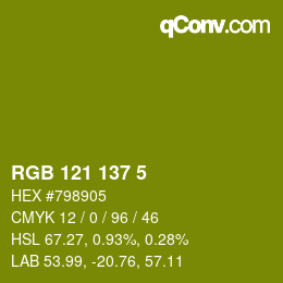 Farbcode: RGB 121 137 5 | qconv.com